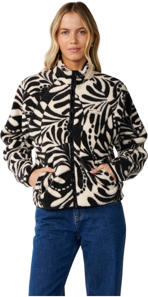 2026 Rip Curl Womens Party Pack Zip Through Polar Fleece 0EGWFL - Black / White